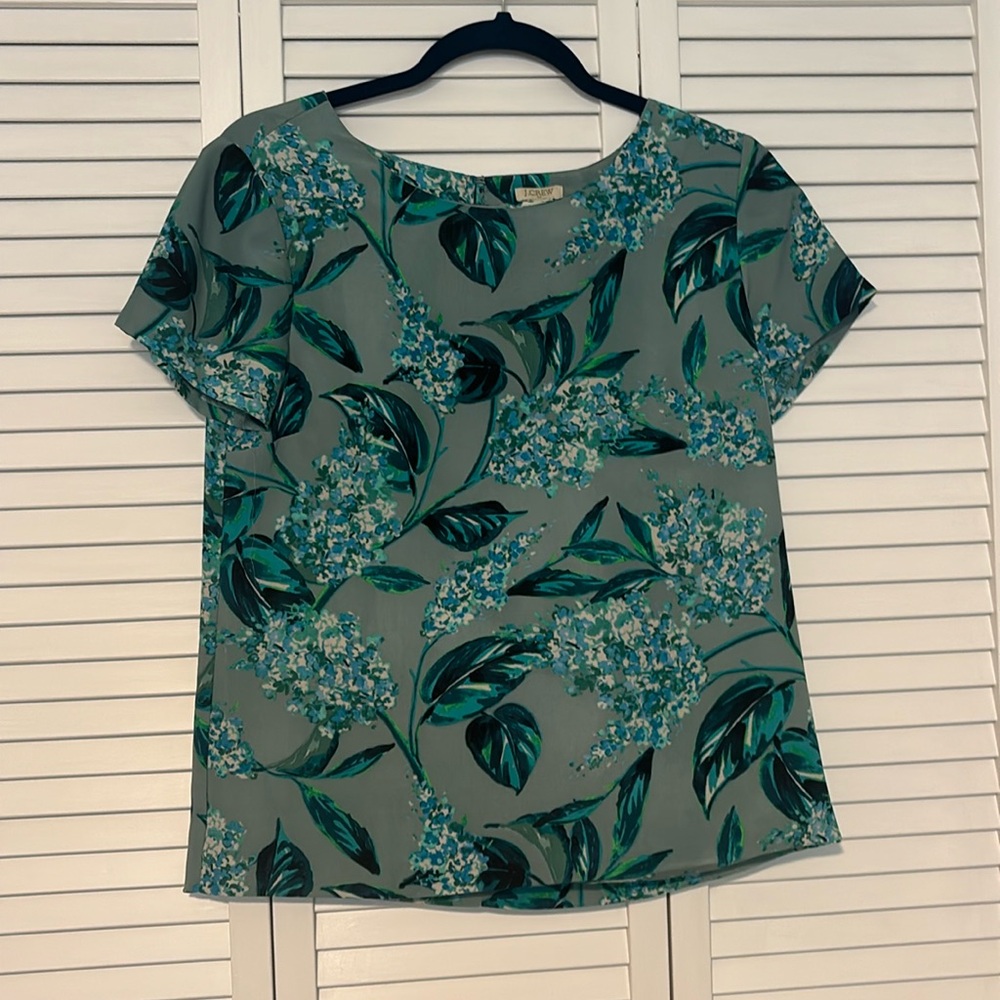 Women’s J. Crew Blue Short Sleeve Hydrangea Blouse